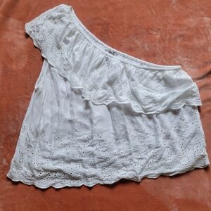 American Eagle Outfitters White Eyelet Off-Shoulder Top